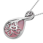 Rosenquarz Anhänger mit Kette, Edelstahl ca. 20.00 ct