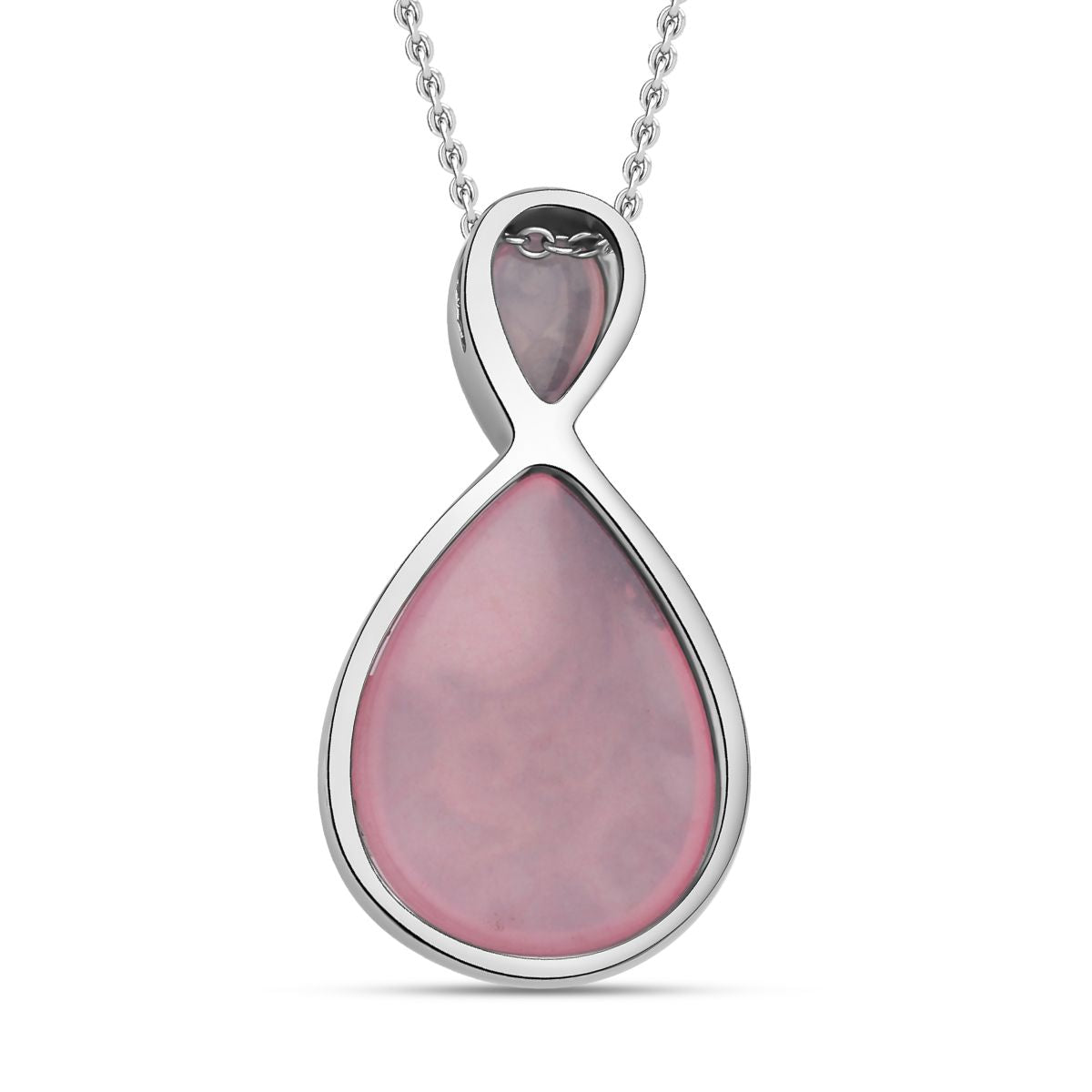 Rosenquarz Anhänger mit Kette, Edelstahl ca. 20.00 ct