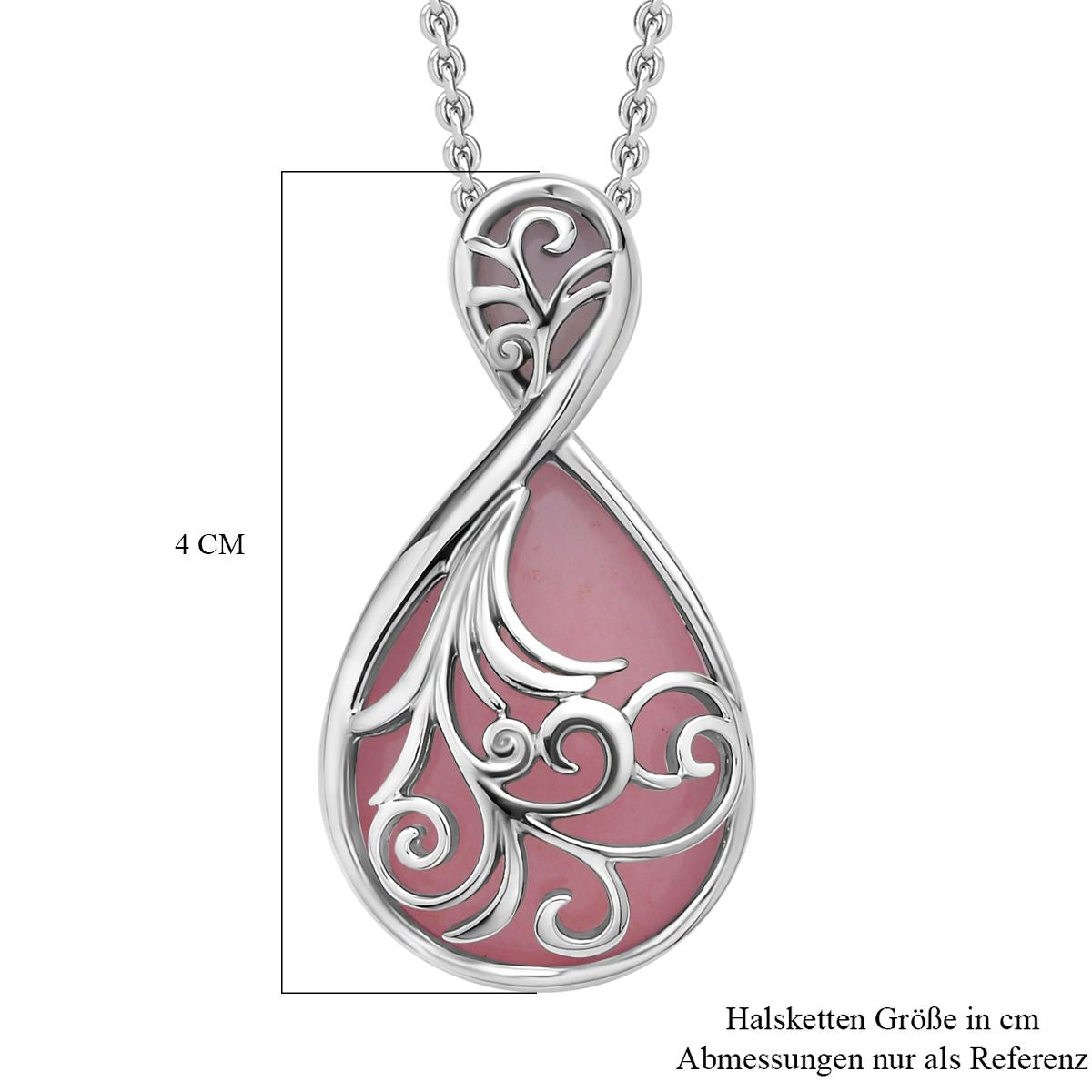 Rosenquarz Anhänger mit Kette, Edelstahl ca. 20.00 ct