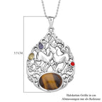 Gelbes Tigerauge, gelber Zirkonia Anhänger mit Kette, 316L Edelstahl