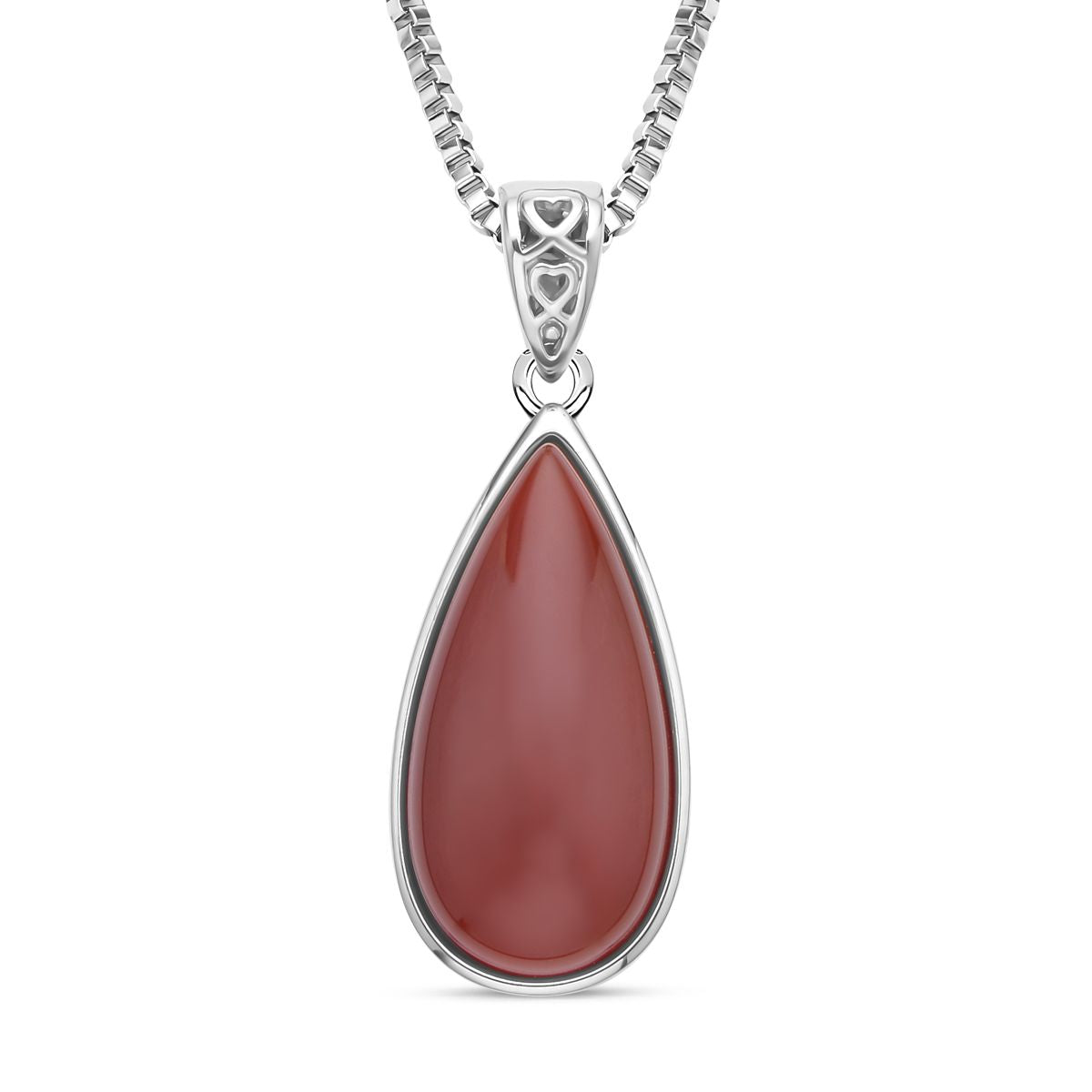 Karneol Anhänger mit Kette, Edelstahl ca. 45.00 ct