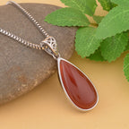 Karneol Anhänger mit Kette, Edelstahl ca. 45.00 ct