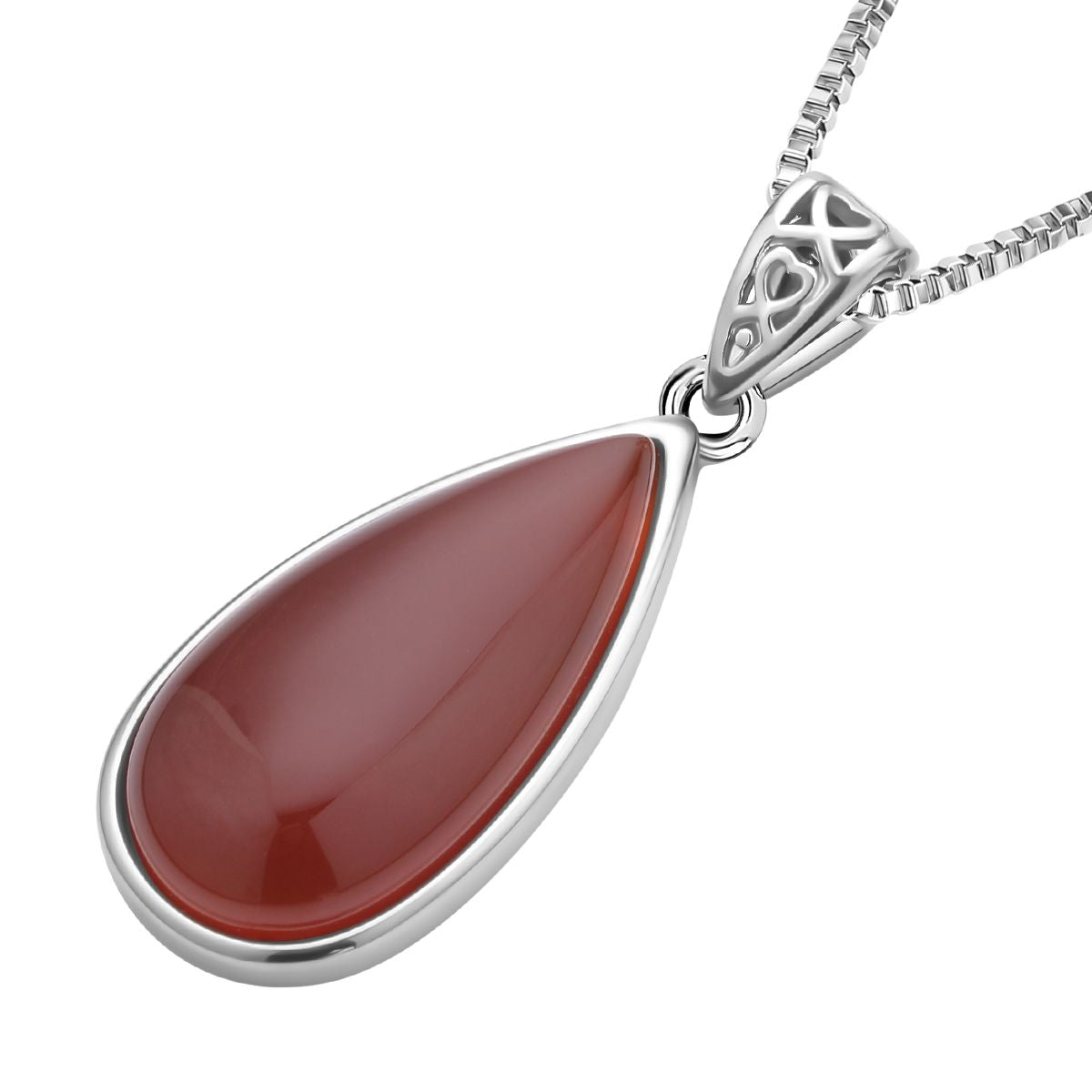Karneol Anhänger mit Kette, Edelstahl ca. 45.00 ct