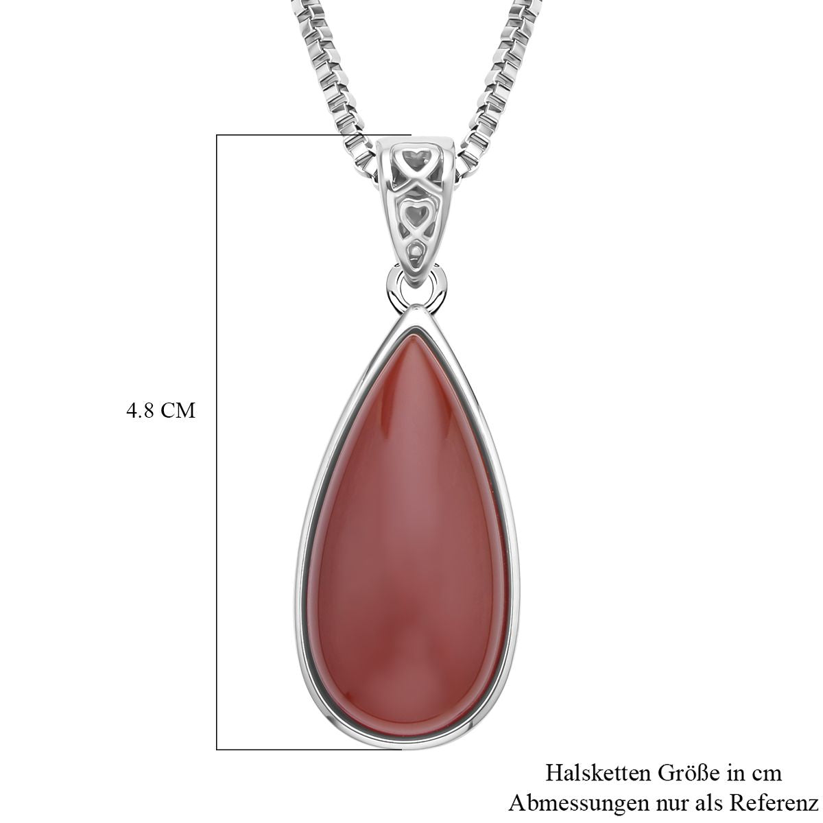 Karneol Anhänger mit Kette, Edelstahl ca. 45.00 ct