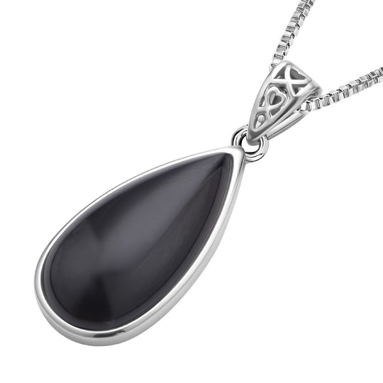 Schwarze quarz Anhänger mit Kette, Edelstahl ca. 45.00 ct
