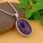 2er Set, Amethyst Anhänger mit Kette, Edelstahl ca. 62.00 ct