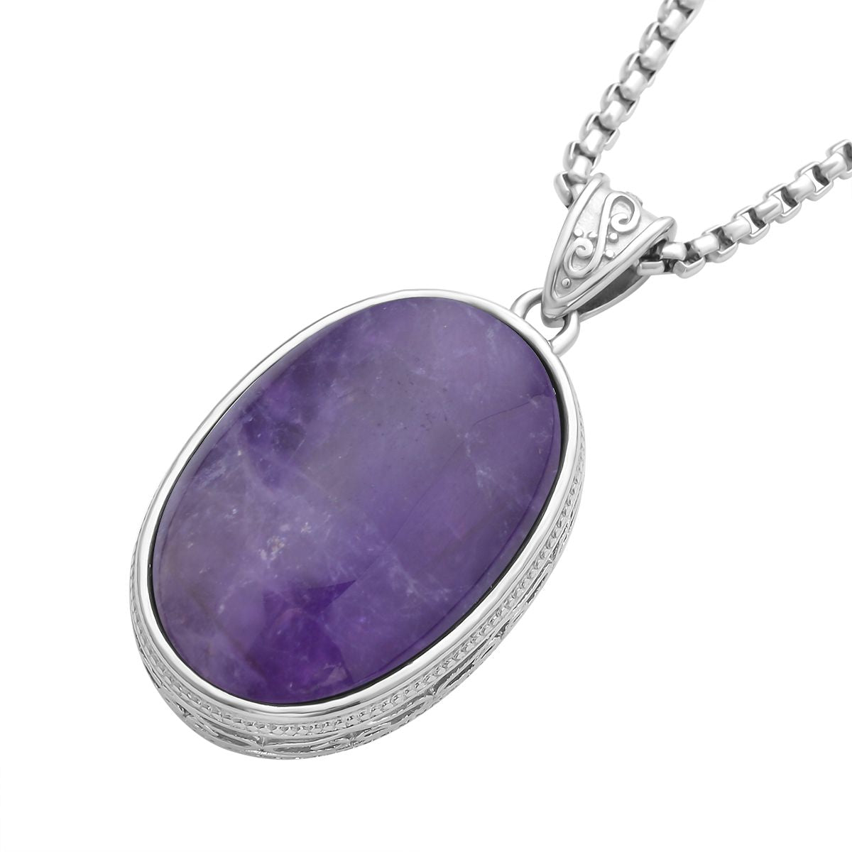 2er Set, Amethyst Anhänger mit Kette, Edelstahl ca. 62.00 ct