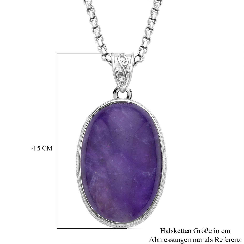 2er Set, Amethyst Anhänger mit Kette, Edelstahl ca. 62.00 ct