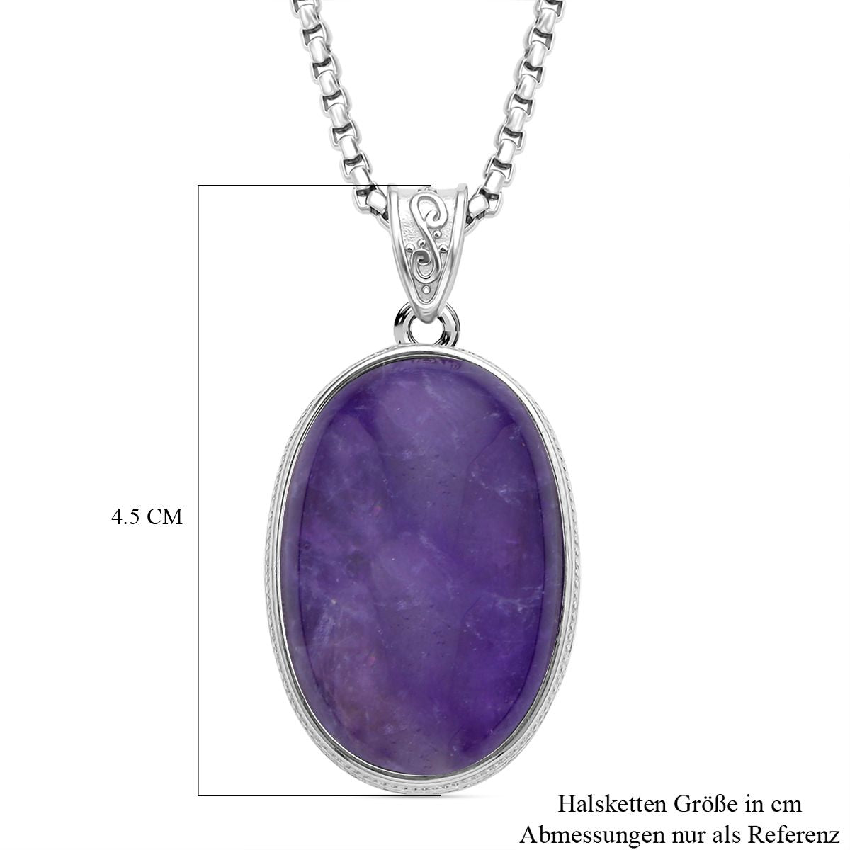2er Set, Amethyst Anhänger mit Kette, Edelstahl ca. 62.00 ct
