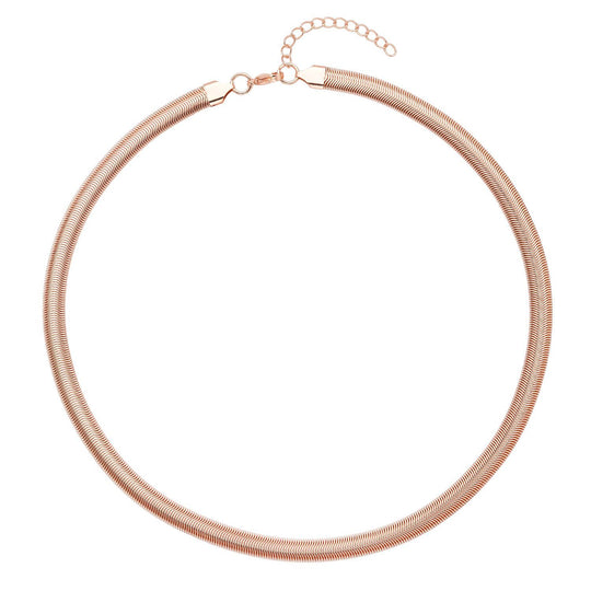 EVER TRUE 6er - Schlangen Halskette und Armband, 316L Edelstahl 750 vergoldet und 750 rosévergoldet