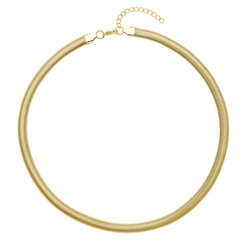 EVER TRUE 6er - Schlangen Halskette und Armband, 316L Edelstahl 750 vergoldet und 750 rosévergoldet