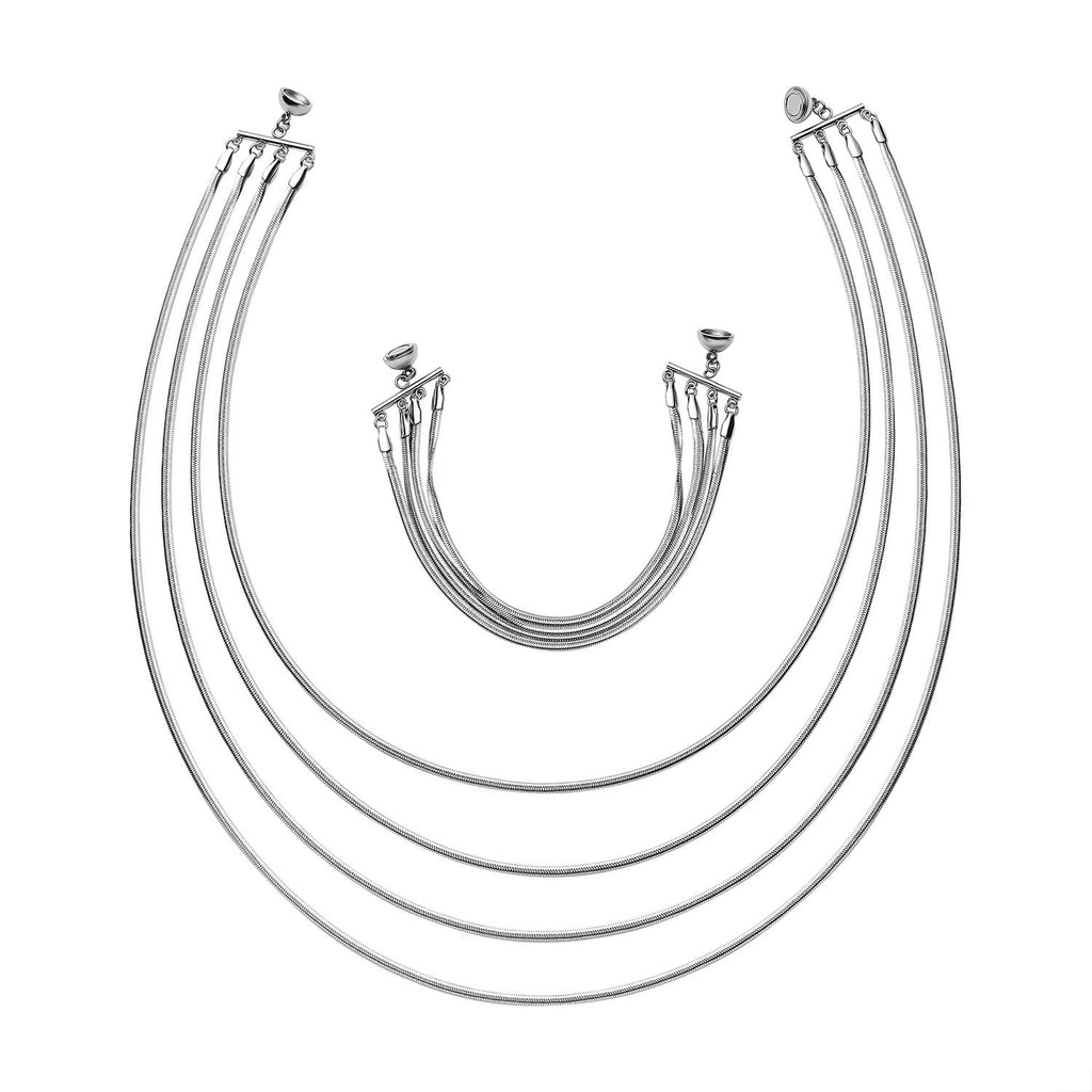 2er Set, Wasserfall Collier und Armband, Edelstahl