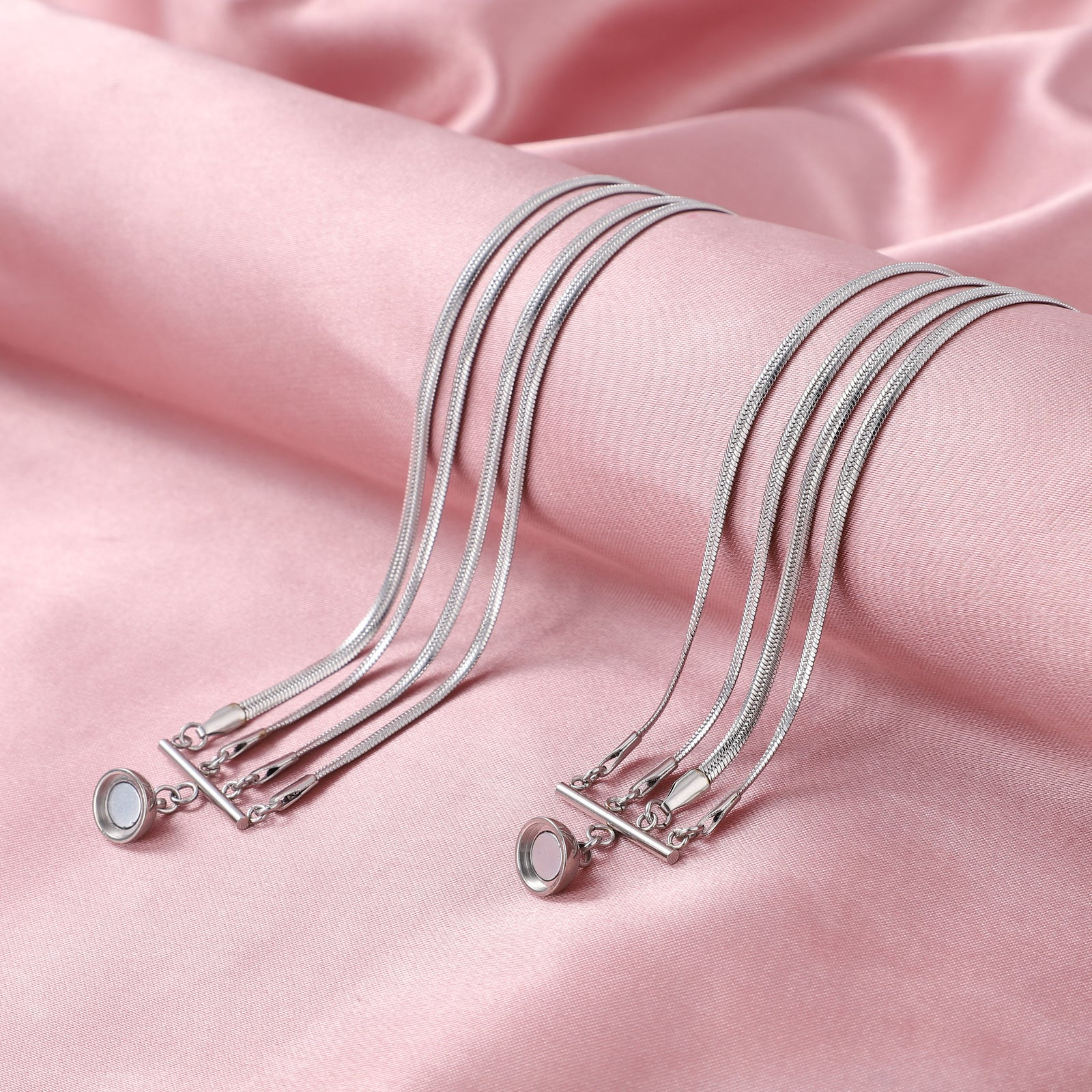 2er Set, Wasserfall Collier und Armband, Edelstahl