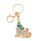 2er Set - mehrfarbige Kristall Weihnachtsbaum- und Weihnachtsgeschenke-Schlitten Schlüsselanhänger