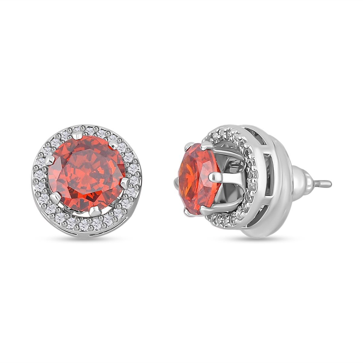 Weiße, gelbe und rote Zirkonia Ohrringe Schmuckset, Messing