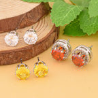 Weiße, gelbe und rote Zirkonia Ohrringe Schmuckset, Messing