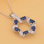 Blauer und weißer Zirkonia Anhänger mit Kette im Set, Messing