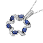 Blauer und weißer Zirkonia Anhänger mit Kette im Set, Messing