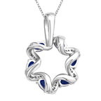 Blauer und weißer Zirkonia Anhänger mit Kette im Set, Messing