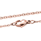 Rosenquarz Herzanhänger mit Kette, Messing und Edelstahl, rosévergoldet, ca. 50.00 ct