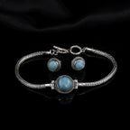 2er Set Royal Bali - Larimar Armband und Ohrringe, 925 Silber, ca. 7.00 ct