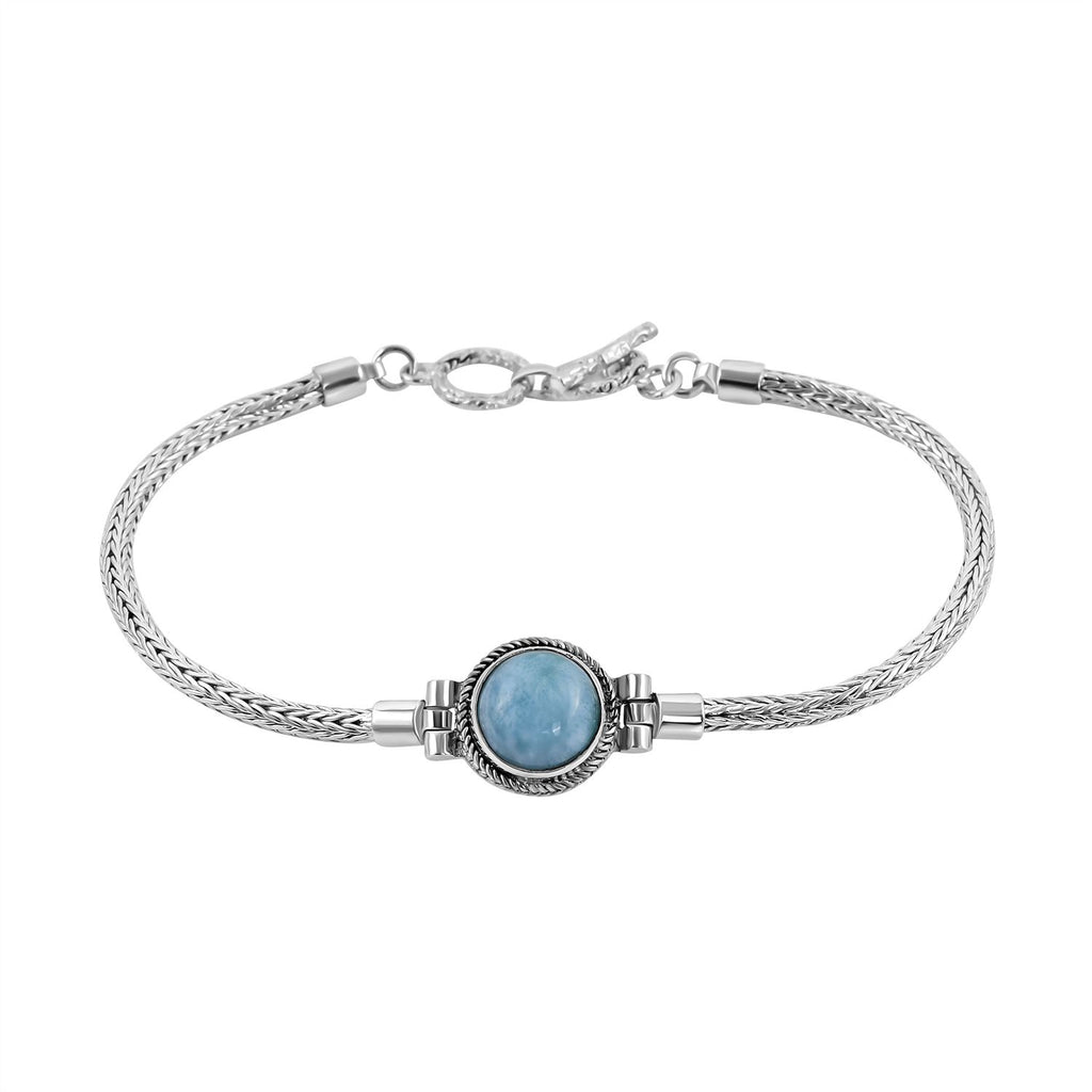 2er Set Royal Bali - Larimar Armband und Ohrringe, 925 Silber, ca. 7.00 ct