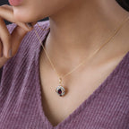 Rhodolith Granat Anhänger mit Kette, 925 Silber vergoldet, ca. 3.52 ct