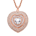 Herz Kristall Anhanger mit Kette, roségoldfarben