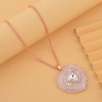 Herz Kristall Anhanger mit Kette, roségoldfarben