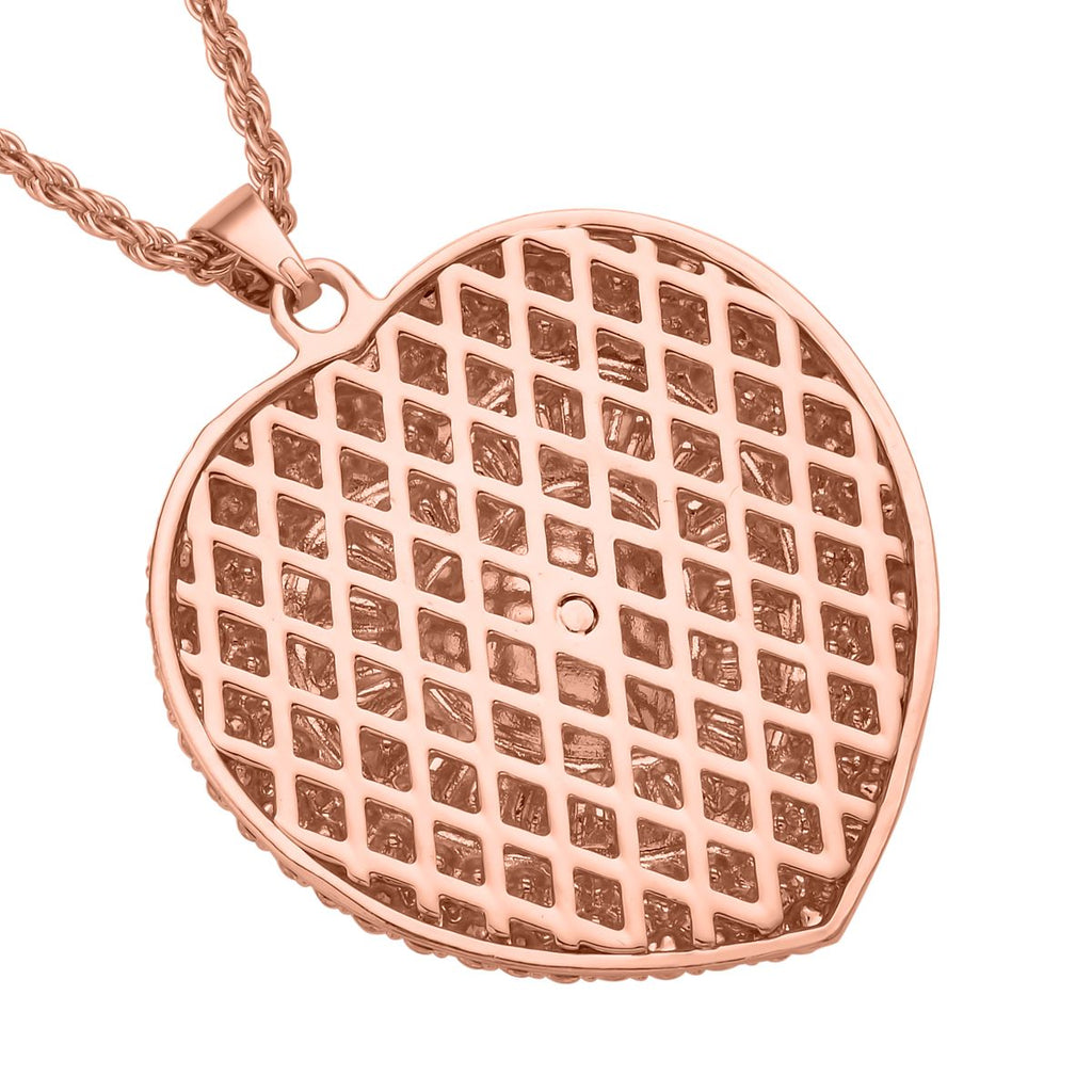 Herz Kristall Anhanger mit Kette, roségoldfarben