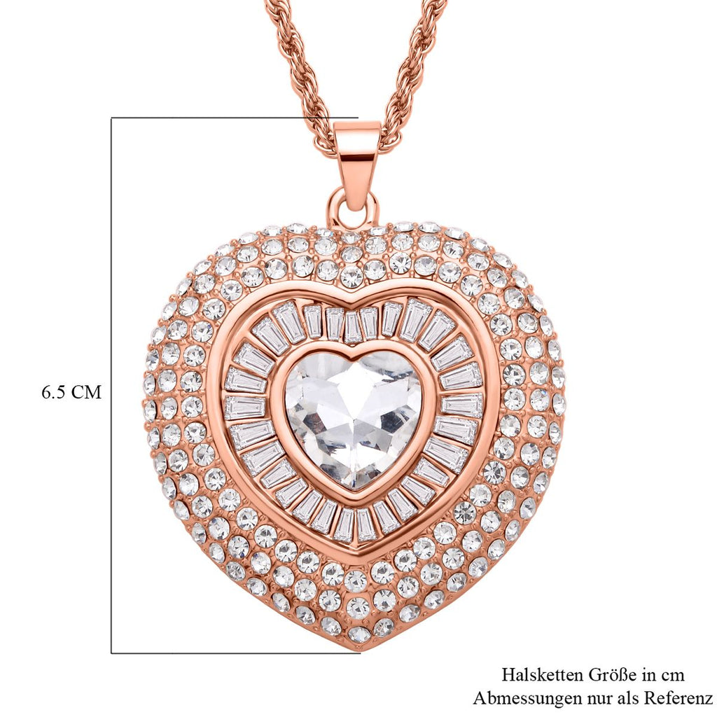 Herz Kristall Anhanger mit Kette, roségoldfarben