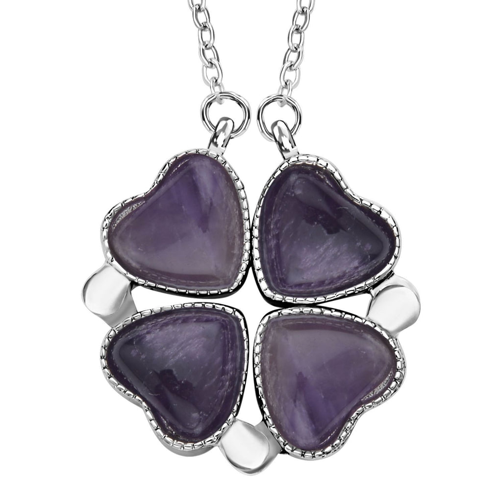 2er-Set - Vielseitiger Amerikanische Amethyst Magnet-Anhänger mit Kristall-Rückseite, als Halskette oder Anhänger tragbar, und Ohrringe