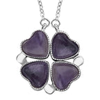 2er-Set - Vielseitiger Amerikanische Amethyst Magnet-Anhänger mit Kristall-Rückseite, als Halskette oder Anhänger tragbar, und Ohrringe