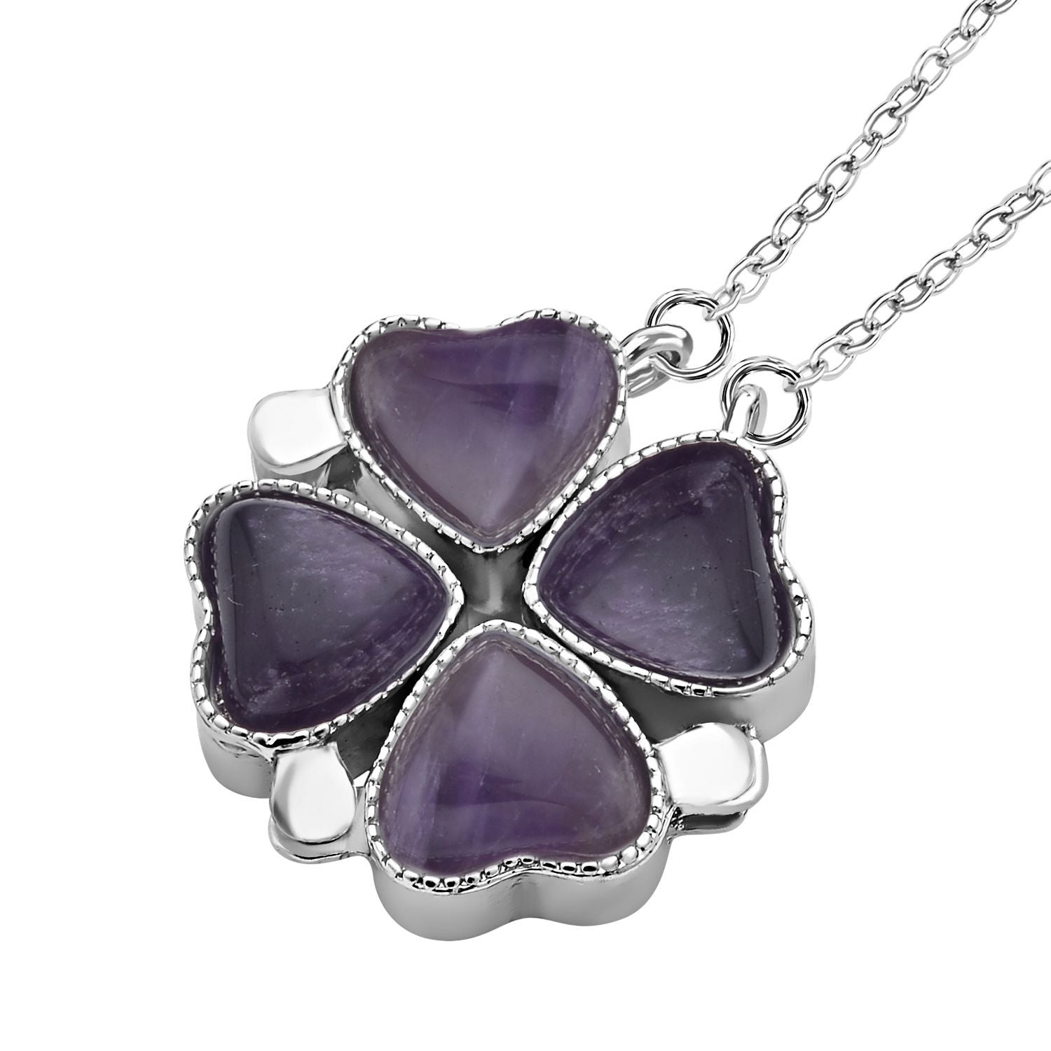 2er-Set - Vielseitiger Amerikanische Amethyst Magnet-Anhänger mit Kristall-Rückseite, als Halskette oder Anhänger tragbar, und Ohrringe