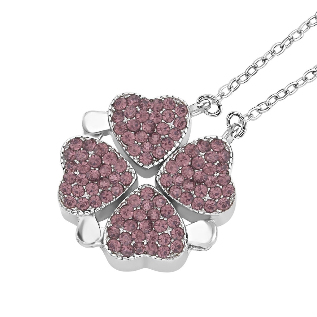 2er-Set - Vielseitiger Amerikanische Amethyst Magnet-Anhänger mit Kristall-Rückseite, als Halskette oder Anhänger tragbar, und Ohrringe
