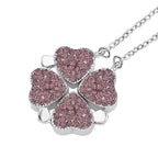 2er-Set - Vielseitiger Amerikanische Amethyst Magnet-Anhänger mit Kristall-Rückseite, als Halskette oder Anhänger tragbar, und Ohrringe