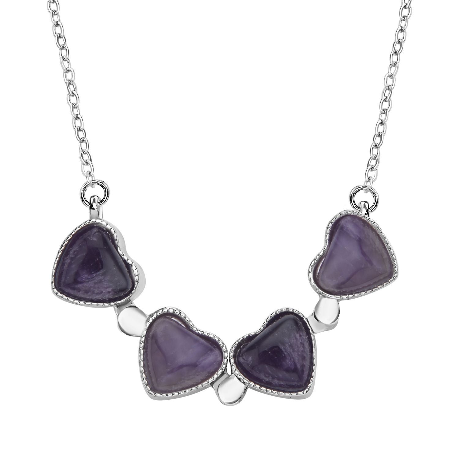 2er-Set - Vielseitiger Amerikanische Amethyst Magnet-Anhänger mit Kristall-Rückseite, als Halskette oder Anhänger tragbar, und Ohrringe