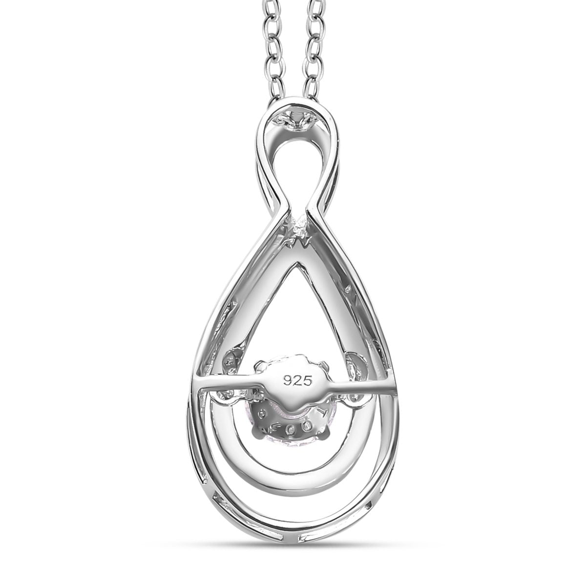 2er Set, Moissanit Schmuckset Anhänger mit Kette, 925 Silber platiniert, ca. 0.43 ct