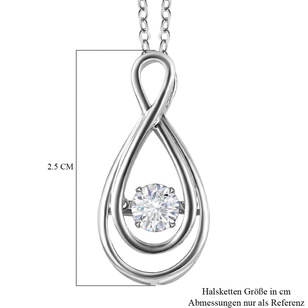 2er Set, Moissanit Schmuckset Anhänger mit Kette, 925 Silber platiniert, ca. 0.43 ct