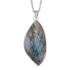 Labradorit Anhänger mit Kette, Messing und Edelstahl ca. 55.00 ct