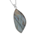 Labradorit Anhänger mit Kette, Messing und Edelstahl ca. 55.00 ct
