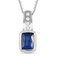 Kaschmir Kyanit, weißer Zirkon Anhänger mit Kette, 925 Silber platiniert ca. 1.71 ct