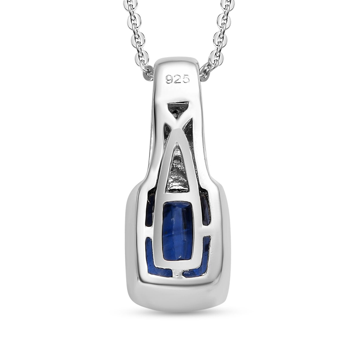 Kaschmir Kyanit, weißer Zirkon Anhänger mit Kette, 925 Silber platiniert ca. 1.71 ct