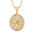 Lebensbaum-Anhänger weißer Kristall mit Kette, goldfarben