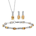 3er Set, Citrin Ohrringe, Armband, Anhänger mit Kette, Edelstahl, ca. 7.28 ct