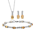 3er Set, Citrin Ohrringe, Armband, Anhänger mit Kette, Edelstahl, ca. 7.28 ct