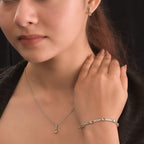 3er Set, Citrin Ohrringe, Armband, Anhänger mit Kette, Edelstahl, ca. 7.28 ct
