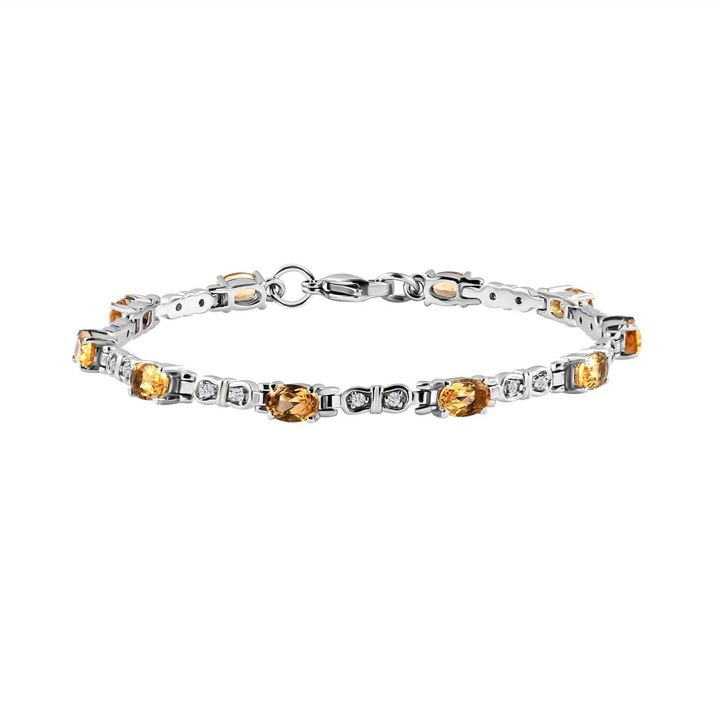 3er Set, Citrin Ohrringe, Armband, Anhänger mit Kette, Edelstahl, ca. 7.28 ct