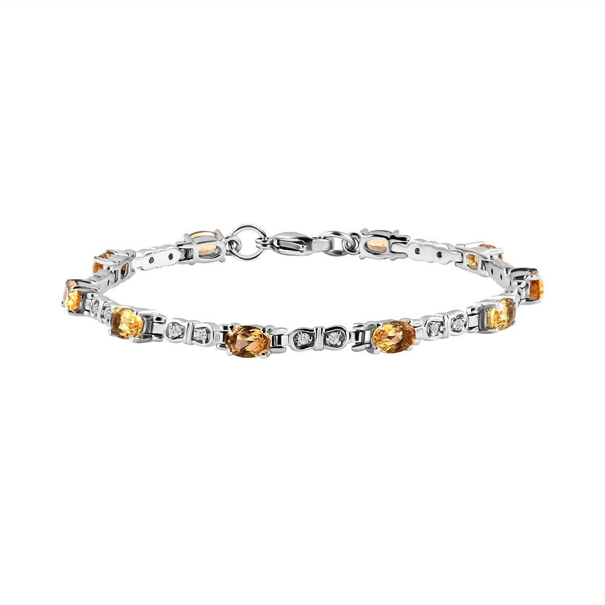 3er Set, Citrin Ohrringe, Armband, Anhänger mit Kette, Edelstahl, ca. 7.28 ct