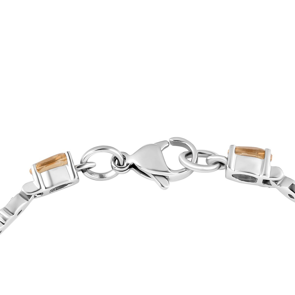 3er Set, Citrin Ohrringe, Armband, Anhänger mit Kette, Edelstahl, ca. 7.28 ct